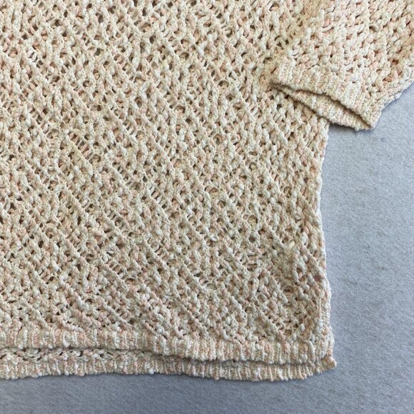 J. Jill 100% Cotton Crochet Top Pullover Women's M Pink 3/4 Sleeve Pullover - Picture 4 of 10